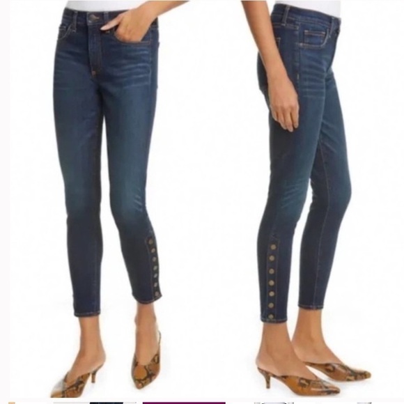 Veronica Beard Debbie High Rise Skinny Jeans Snap Button Side Vent - Picture 14 of 15